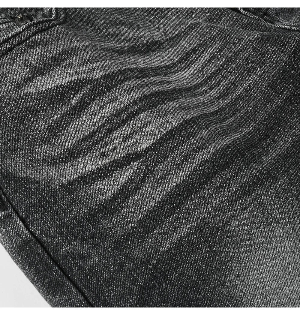 Men's Boot Cut Denim Jeans Gray Black High-Quality Cotton Pants Classic Slim Stretch Flared Trousers