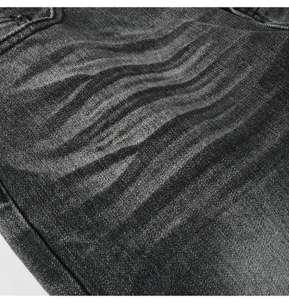 Men's Boot Cut Denim Jeans Gray Black High-Quality Cotton Pants Classic Slim Stretch Flared Trousers