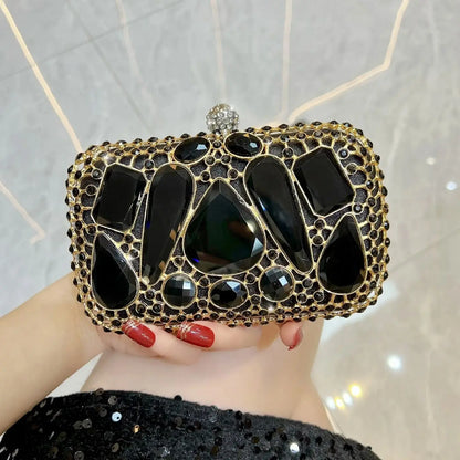 New Glass Diamond Clutch for Women, Exquisite French Rhinestone Evening Handbag, Luxury Lightweight Chain Bag for Formal Party