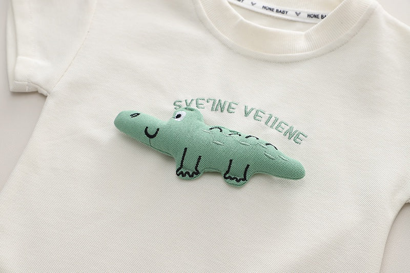 New Summer Baby Girls Boys Cotton Clothes Sets  Toddler Kids 3D Cartoon Crocodile T-Shirts Top and Shorts 2pcs/Set Outfits