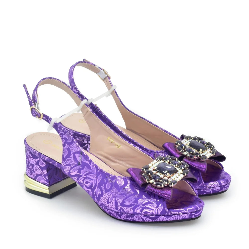 New Arrival Nigeria Italian Shoes and Matching Bags with Rhinestone Matching Shoes and Bags Sets for Women Crystal Women Pumps