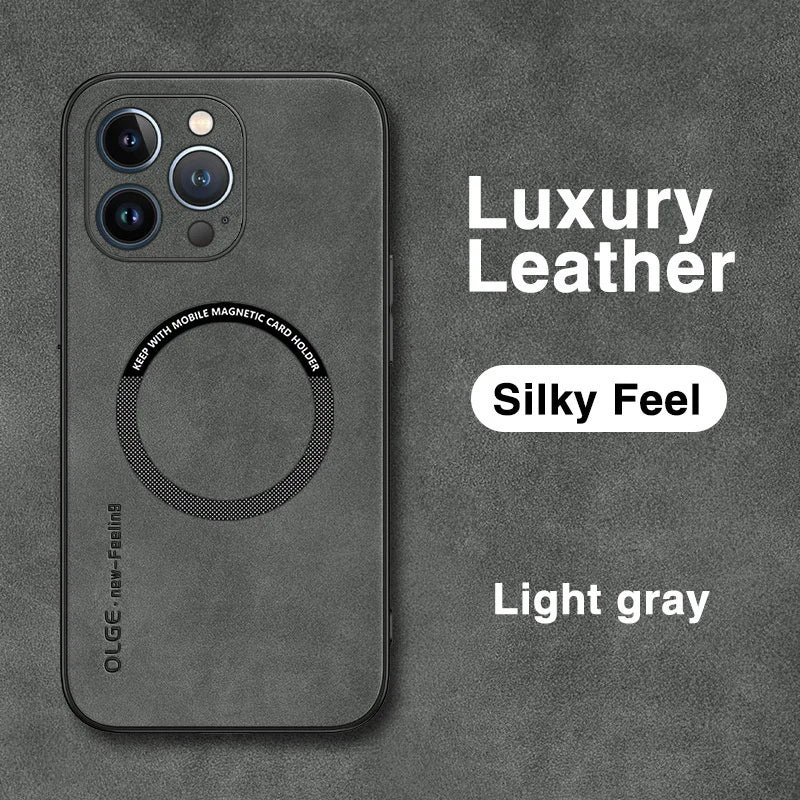 For Magsafe Luxury Leather Shockproof Phone Cases For iPhone 16e 17 15 14 Plus 13 12 11 Pro Max Magnetic Wireless Charging Cover
