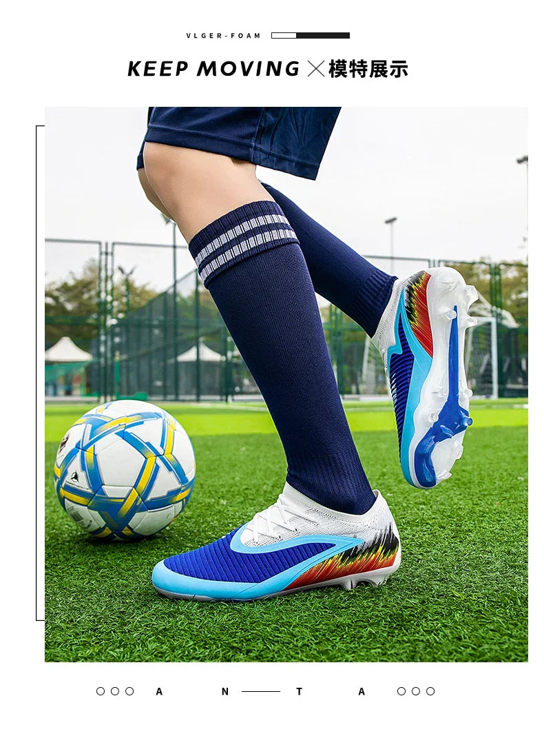 New Men Football Boots Cleats Shoes Soccer Long Spikes FG Ultralight Training Soccer Shoes Non-Slip Outdoor Match Drop Shipping