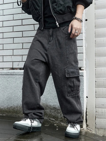 Y2k New Baggy Jeans Male Hip Hop Harajuku Trousers Wide Leg Denim Pants Men's Jeans Streetwear Korean Oversize Cargo Pants