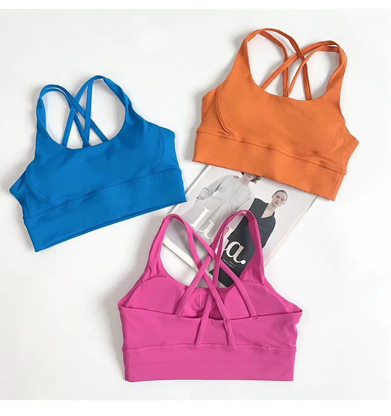 2 Pieces Yoga Set Women Gym Set Workout Clothes Sports Suits High Waist Leggings Cross Straps Fitness Bra Running Tracksuit👚👍️