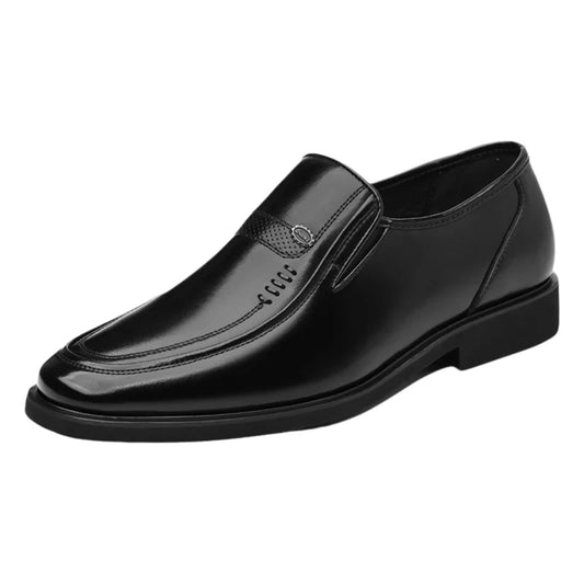 Men's Business Casual Leather Shoes round Toe Low Top Breathable Anti-Slip Rubber Outsole Comfortable Commuting Shoes