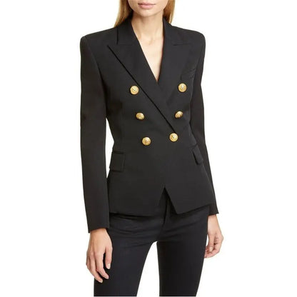 Spring Fashion New Women's Elegant Suit Jacket Double Breasted Lapel Long Sleeved Slim Fit Versatile Office Coats Blazer Women