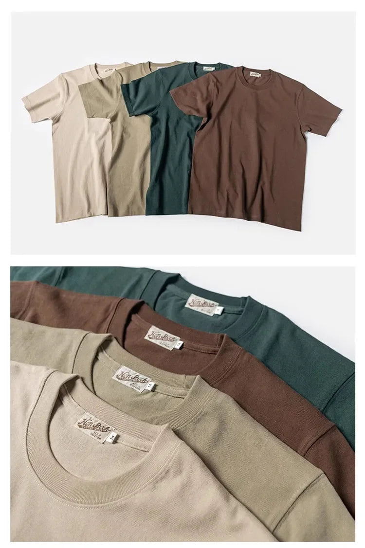 Non Stock 260g Seamless Tubular T-Shirts USA Cotton Crew Neck Short Sleeve Tee