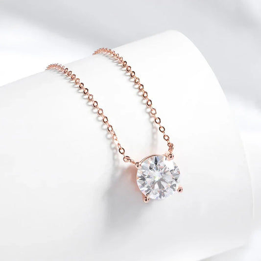 1-5CT Rose Gold Color Moissanite Necklace for Women D Color Sparkling Classic Lab Diamon Pendant Sterling Silver 925 100%