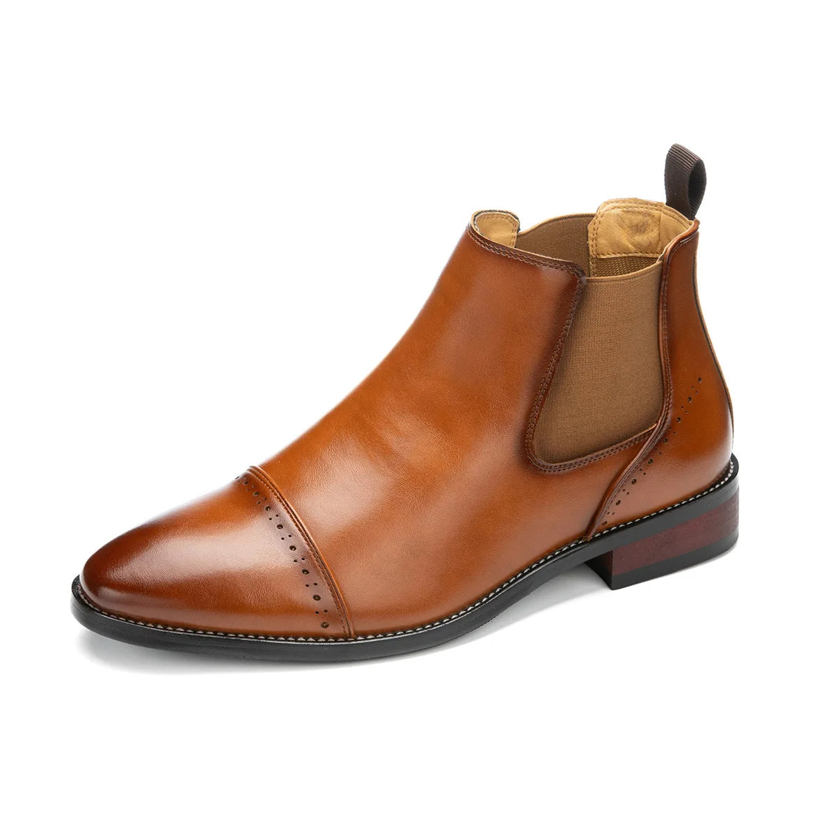 2025 Retro Men's Solid Color Pointed Business Ankle Boot  Comfortable Wedding  Party Shoe Breathable  And  Anti-Slip Ankle Boots