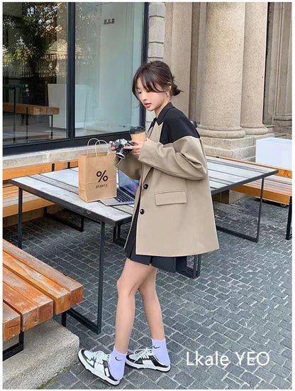 Women's Blazer Jacket 2025 Spring Autumn Korean Temperament Casual Ladies Outerwear Versatile Fashion Female Suit Coat
