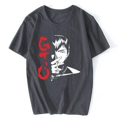 Funny Anime Great Teacher Onizuka T Shirt Men Short Sleeve GTO Manga Tshirt O-neck Cotton Tee Top Japan Eikichi T-Shirt Harajuku