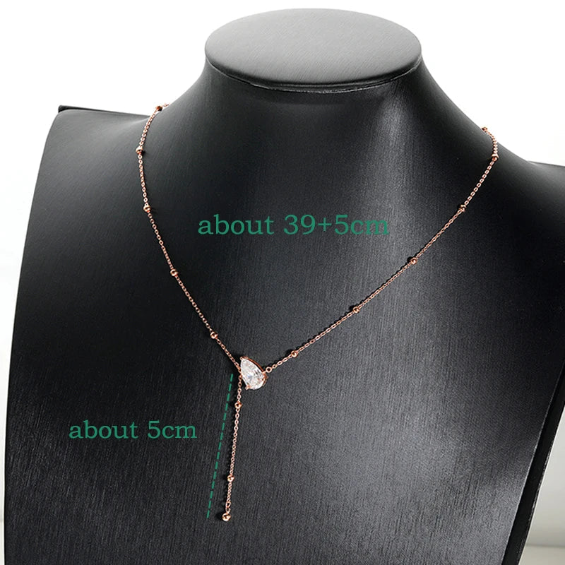 1CT 3CT Water Drop Moissanite Necklace Women's Pendant Adjustable Chain Lab Diamond Pure 925 Silver Jewelry Girls Gift