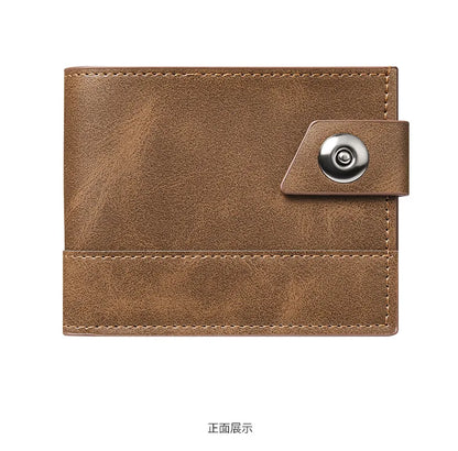 Men's Wallet Pu Leather Short NO Zipper Buckle Wallet Solid Color Wear-Resistant Leather Clip Daily Casual Fashion Zero Wallet