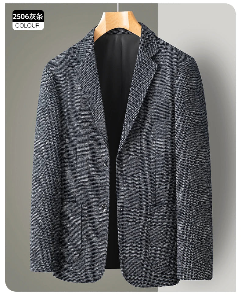 New Men's Blazer Fashion Middle-aged Business Casual Professional Wear Casual Loose British Style Sub-trend Four Seasons Suit