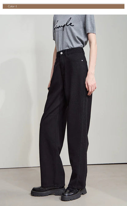 Minimalist 2025 Autumn New Arrival Pants Minimalism Retro Casual Office Lady Pure Cotton Jeans Women Denim Trouser 12543141