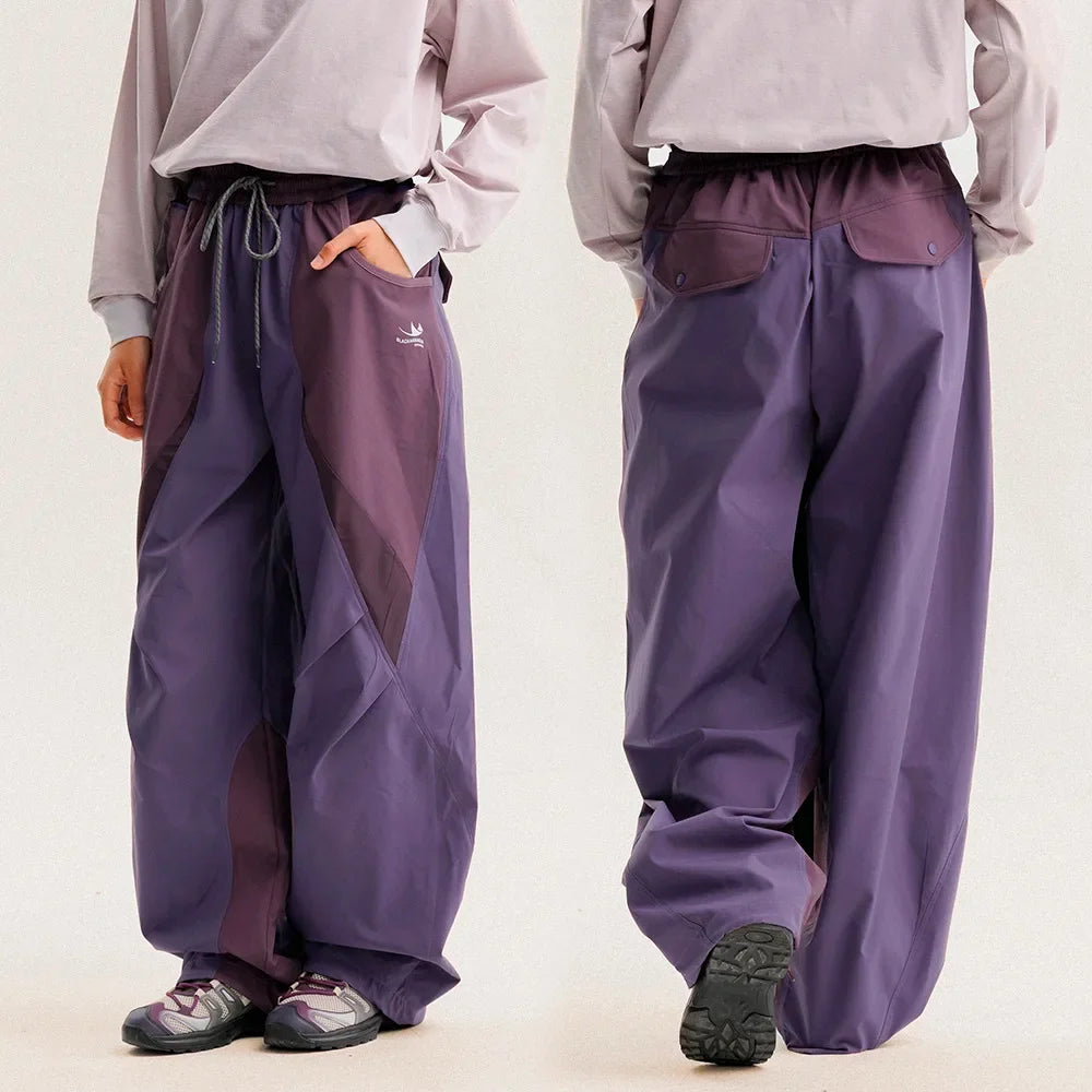 Men Outdoor Lightweight Quick Dry Ultra Loose Casual Splice Wide Leg Techwear Track Cargo Pants Women Streetwear Baggy Trousers