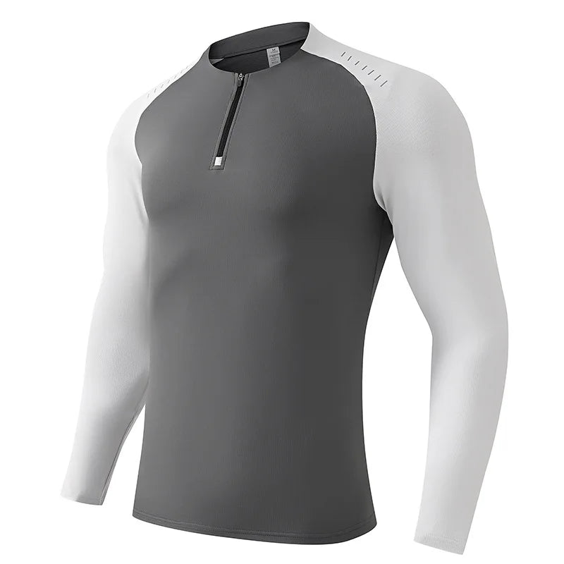 Outdoor Sports Stand-up Collar Long-sleeved Quick-drying Clothes Autumn Half-zipper Top Cycling Running Yoga Gym Fitness T-shirt