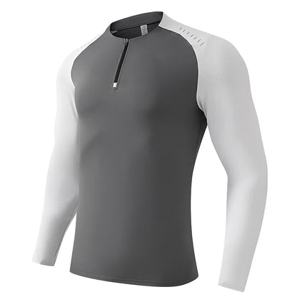 Outdoor Sports Stand-up Collar Long-sleeved Quick-drying Clothes Autumn Half-zipper Top Cycling Running Yoga Gym Fitness T-shirt