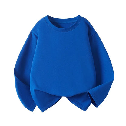 1pcs Spring Autumn Children's Pure Cotton Long Sleeve T-shirts Solid Color Boys Girls Tops Kids Baby Leisure Tee Student Clothes