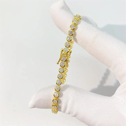 Sparkling 0.1ct 3mm Moissanite Tennis Bracelet with GRA for Women Party Fine Jewelry S925 Sterling Silver Diamond Bracelets