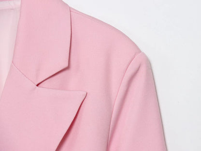 Women Notched Lapel Blazer with Floral Rose Belt Waist Tie Slim Long Sleeve Suit Jacket