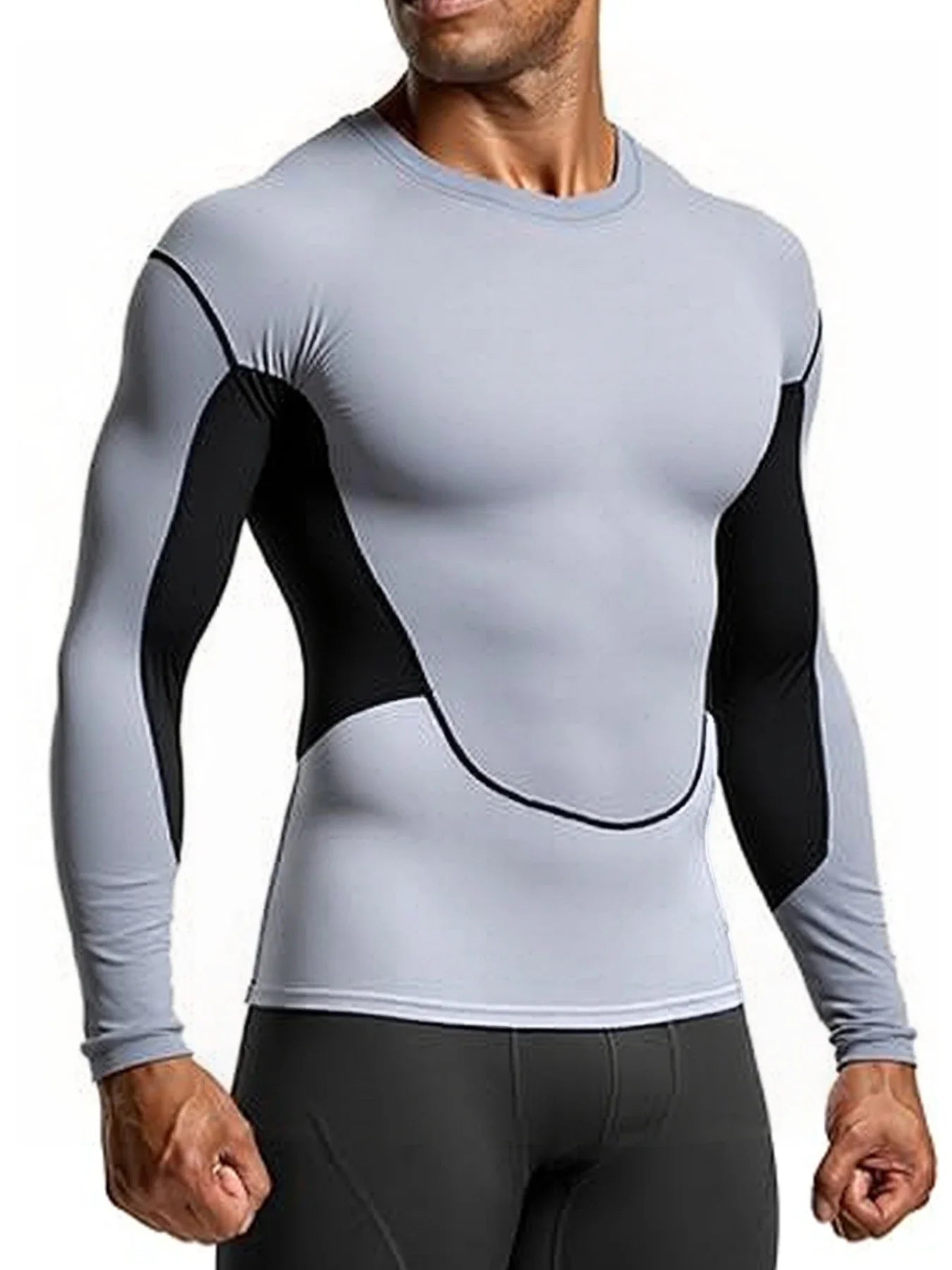 Men's Running T Shirt Quick Dry Shirt Yoga Training Compression Sports Tops Long Sleeve Solid Running Sweatshirt T-Shirts