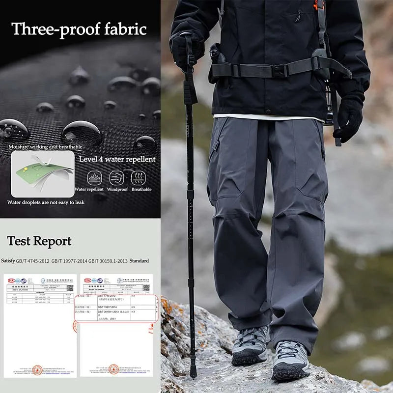 Men's Climbing Trousers Windproof Rainproof Cycling Pants  Hiking Trip Cargo Pants Outdoor Camping Running Sport Men Trouses