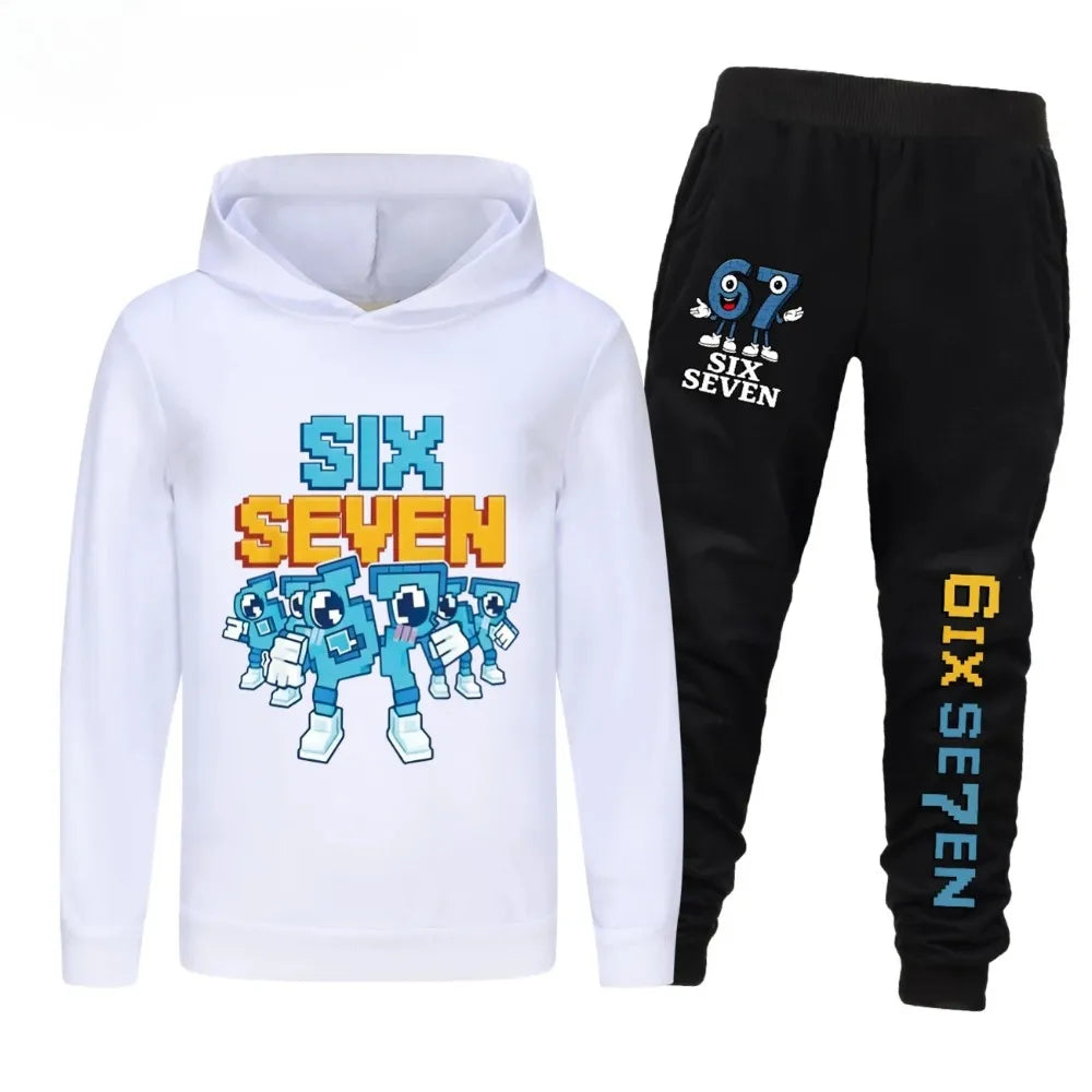 Spring Autumn Six Seven 67 Print Children Hoodies Set Kids Fashion Sportsuit Boys Long Sleeves Pants Suit 2 Piece Trouser Set
