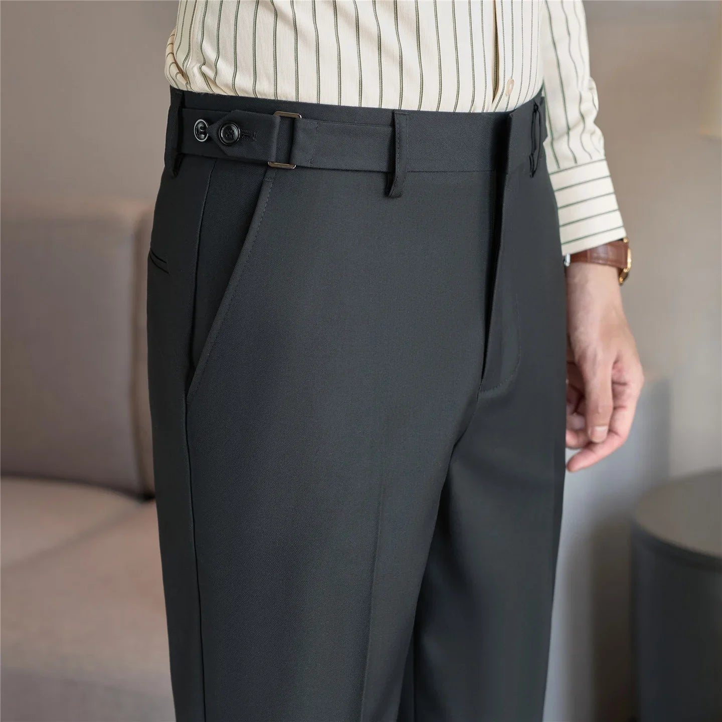 Neapolitan Fashion Business Casual Pants Men's Straight Leg Slim Fit Suit Pants Formal Office Social Wedding Dress Pants