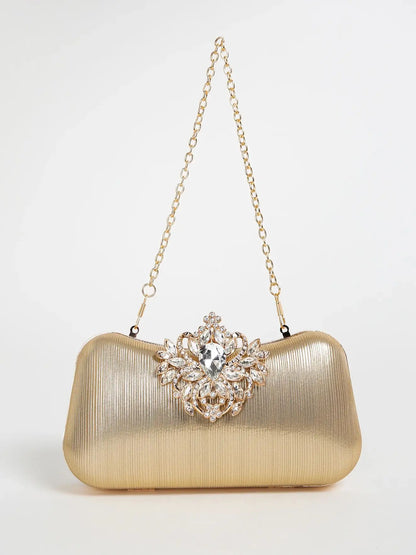 Luxury Rhinestone Evening Bag For Carnaval, Shiny Wedding Dress Purses,  Glamorous,Elegant,Exquisite Small Rhinestone Decor Boxy