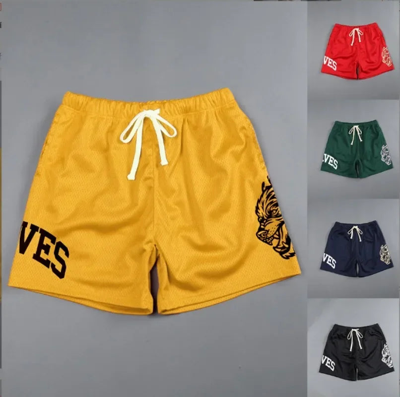 Mens Summer Streetwear Sports Casual Motorcycle Shorts Gym Fitness Mesh Quick Dry Running Beach Basketball Jogger Short Pants