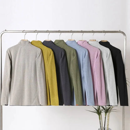 New Comfortable and Thick Men's and Women's Sports Semi-zipper Fleece Sweatshirt with Wavy Fleece and Long-sleeved Sweatshirt