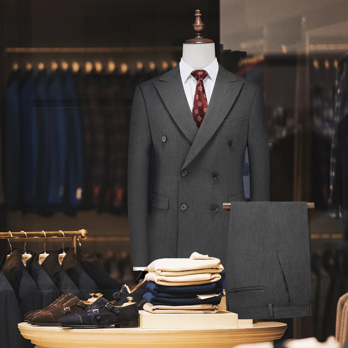 M-7XL Blazer Vest Pants High -end Brand Gray Black Men's Casual Business Double -breasted Suit Groom's Wedding Slim Men's Suit