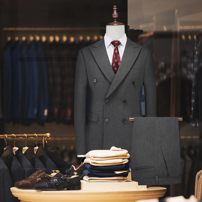 M-7XL Blazer Vest Pants High -end Brand Gray Black Men's Casual Business Double -breasted Suit Groom's Wedding Slim Men's Suit