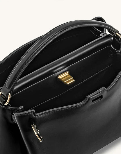 Carmen Lock Handbag 2026 New Women's Crossbody Small Square Purse Vegan Leather Top Handle Shoulder Bag for Daily Commute