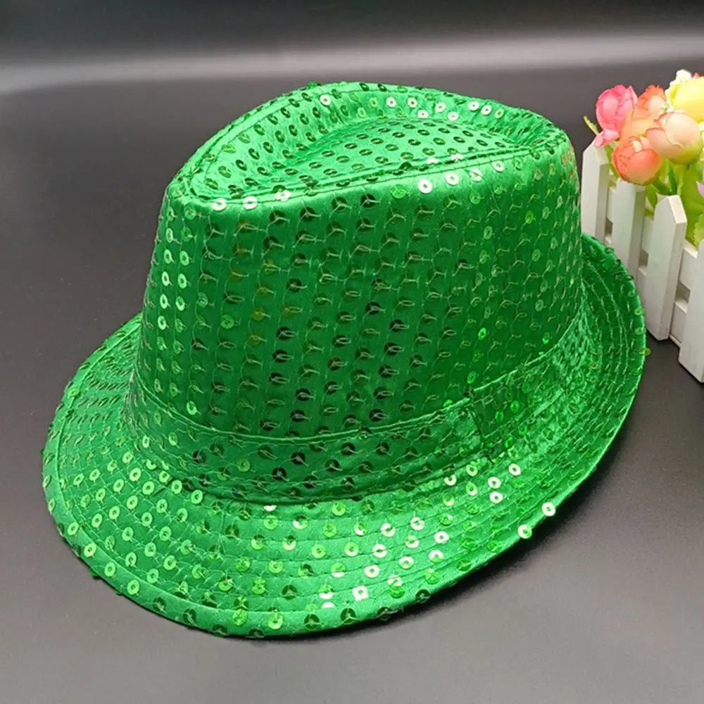 Durable Sequins Jazz Hat Masquerade Shiny Panama Cap Stage Cosplay Dance Performance Hat Holiday