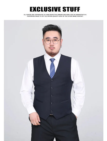 Plus Size Suit Vest for Men Smart Casual Mens Vest Single-breasted Waistcoat for Business Wedding Groomsman Spring Summer Autumn