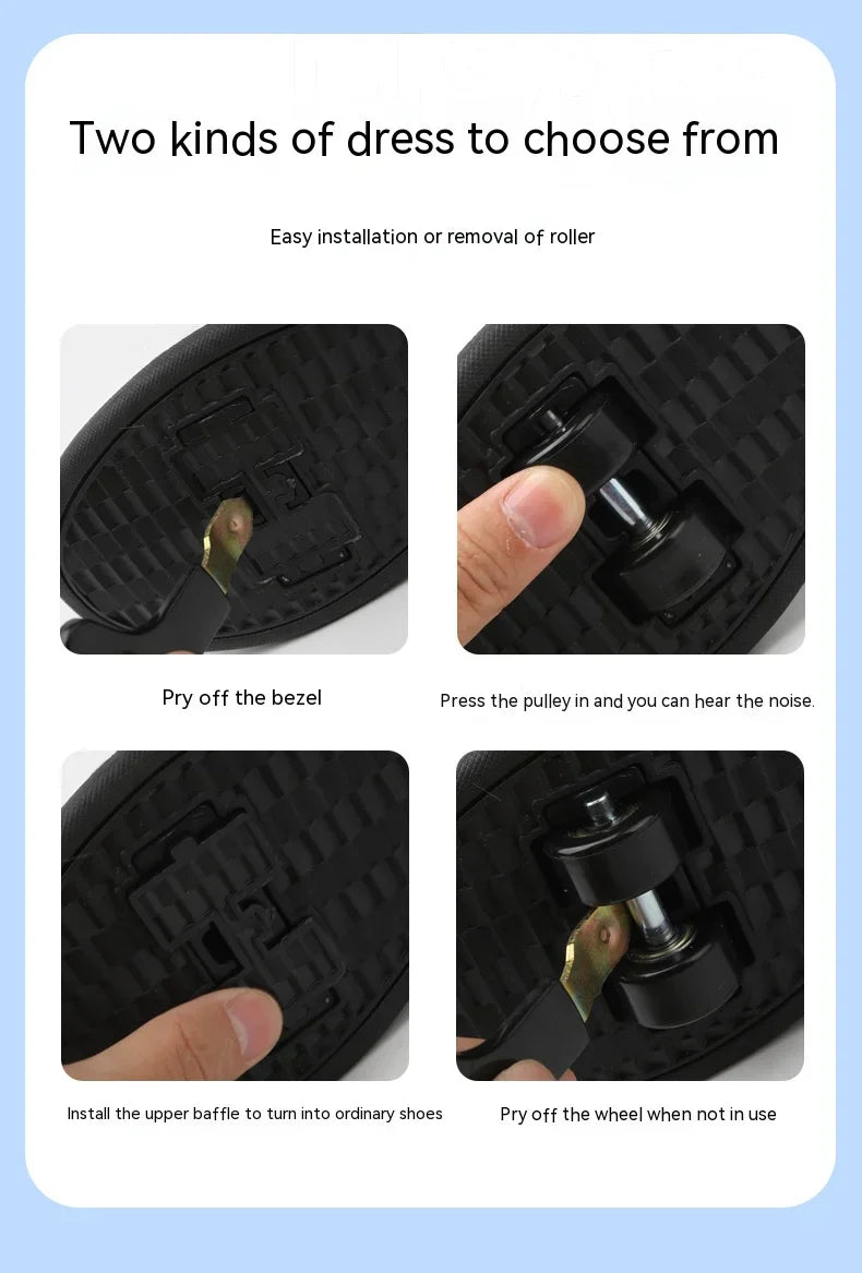 Students children's shoes four wheel light shoes Boys invisible roller shoes large size outdoor sports walking shoes women