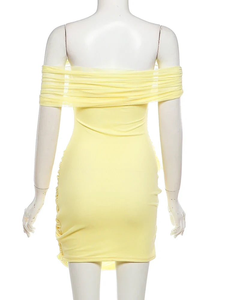 Prom Party Dress Women Sexy Patchwork Sexy Multi-Layer Mesh Cross Peach Hip Chic Clubwear Birthday Vacation Mini Bodycon