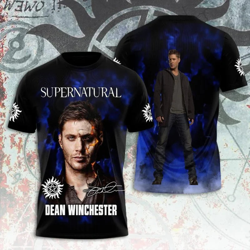 Summer Supernatural TV Series 3D Printing Tshirt Fashion Men Women Harajuku Short sleeve O-neck Tee Top Oversized Clothing