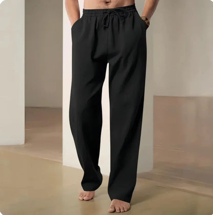 Cotton and Linen Pants Men Summer Straight Leg Casual Quick Drying Sports Pants Men Wide Leg Oversized Linen Pants 2025 New Item