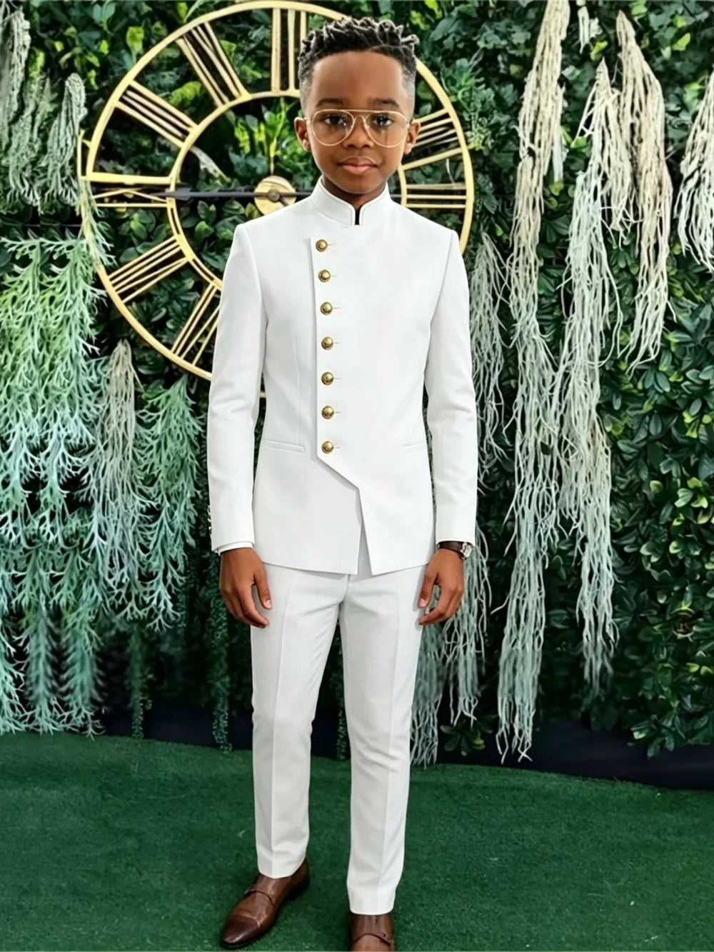 African Boys Suits 2 Pieces Jacket Pants Stage Performance Wear Classic Kids Regular Fit Suit Set Wedding Guest Wear