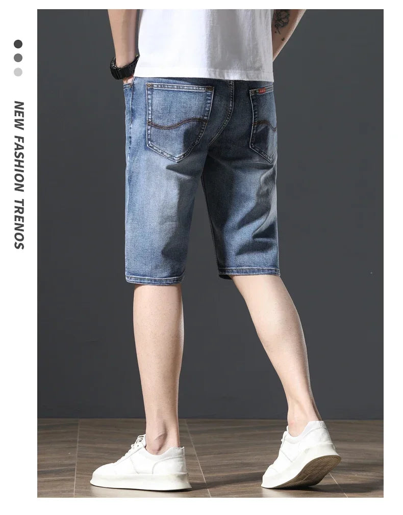 2025 Summer Brand Stretch Thin Bermuda Masculina Cotton Denim Jeans Jorts Men Knee Length Soft Ropa Hombre Shorts