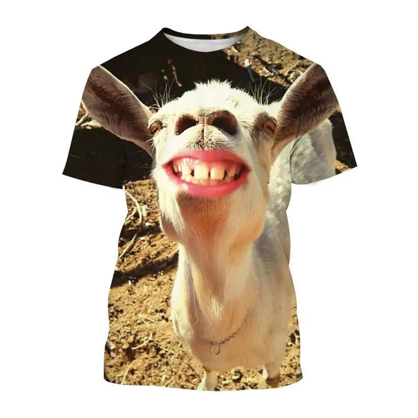 Funny Animal Goat 3D Print Men's T-Shirts Streetwear Men Fashion Harajuku Casual Oversized O-Neck Unisex Clothes Tees Tops