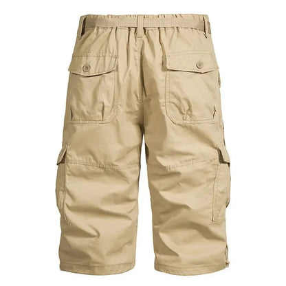 Men Summer Capri Pants Men Plus Size Multi Pocket Cargo Shorts Men Casual Outdoor Breathable Lightweight Daily Wear Street Style
