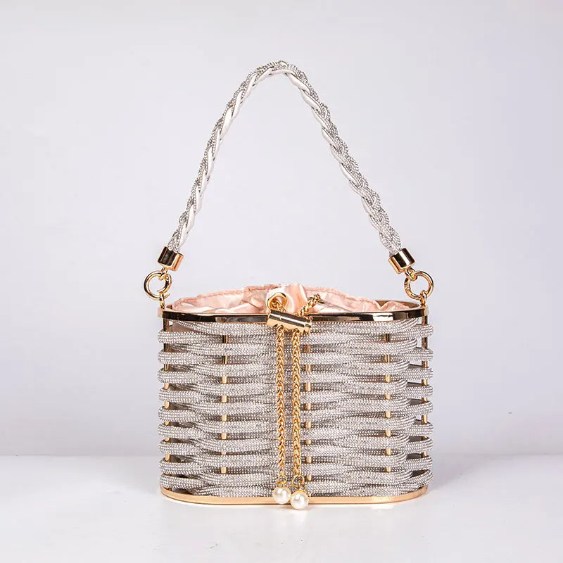 Handbag Shoulder Glitter Pearl Wedding Party Clutch Purse Diamonds Shiny Beading Evening Bag Crossbody Rhinestone Luxury Woman