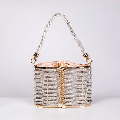 Handbag Shoulder Glitter Pearl Wedding Party Clutch Purse Diamonds Shiny Beading Evening Bag Crossbody Rhinestone Luxury Woman
