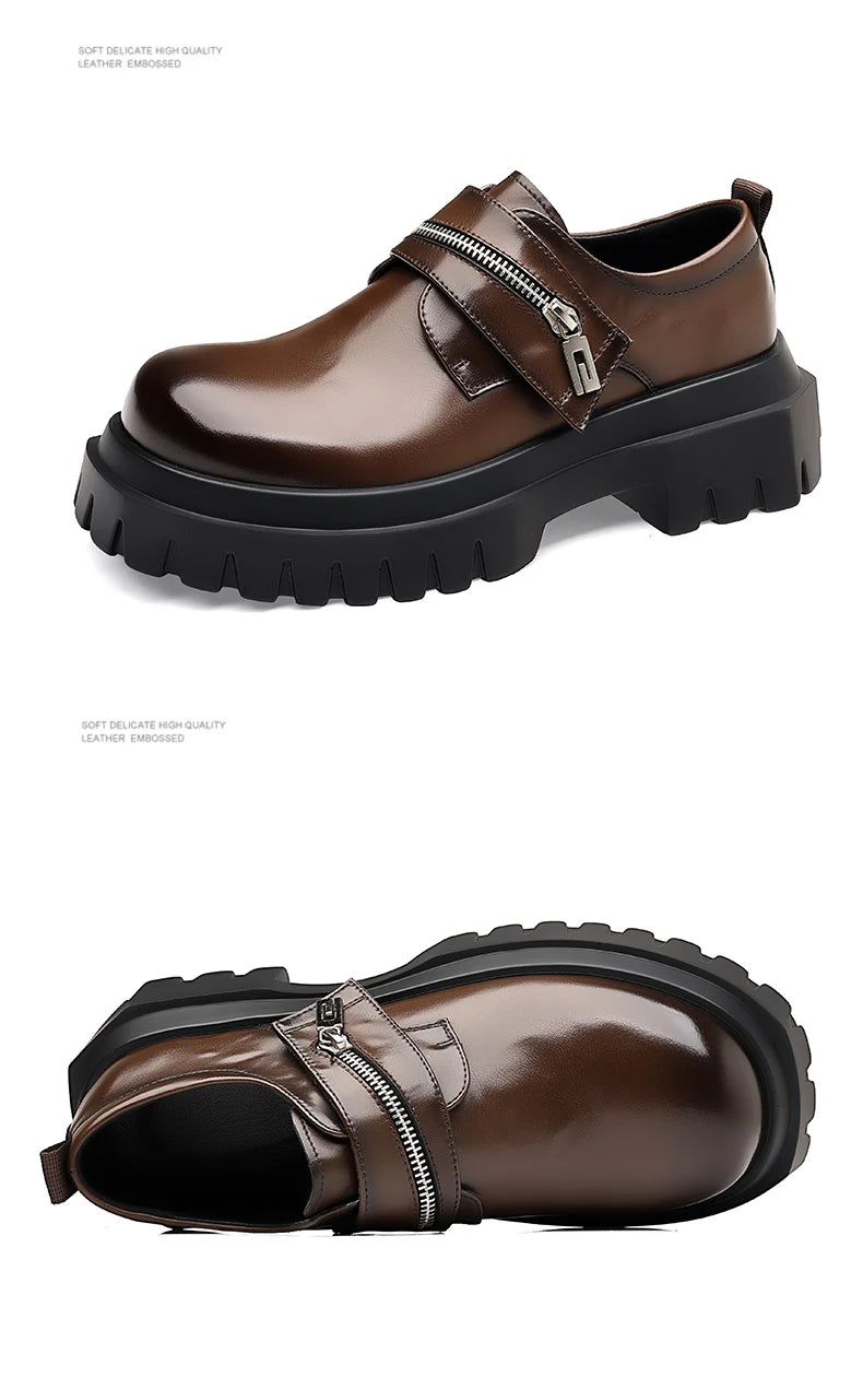 2026 New Derby men's leather shoes Thick bottomed British style design Leisure Party Business Office Luxury adult shoes