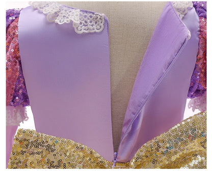 Princess Dress for Girls Tangled Cosplay Costume Kids Halloween Christmas Carnival Birthday Party Fancy Clothes